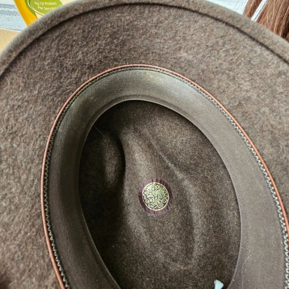 Vintage Lock & Co Hatters London Velour Fedora Hat Size Small Brown Fuzzy Trilby - Picture 5 of 8